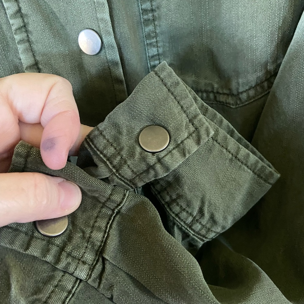 Olive Button Down Women's Shirt - Picture 6 of 10